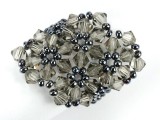 4er Blumenring aus Bicone - Black Diamond
